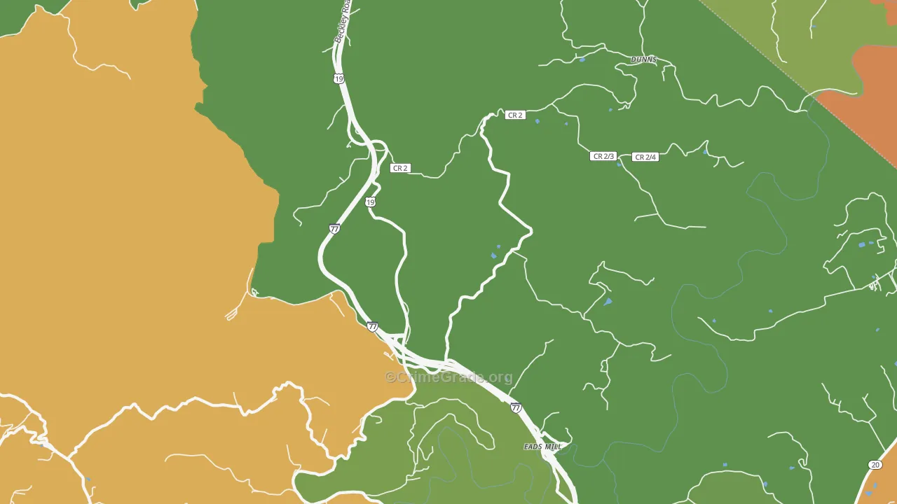 Camp Creek, WV Map of Burglary Rates