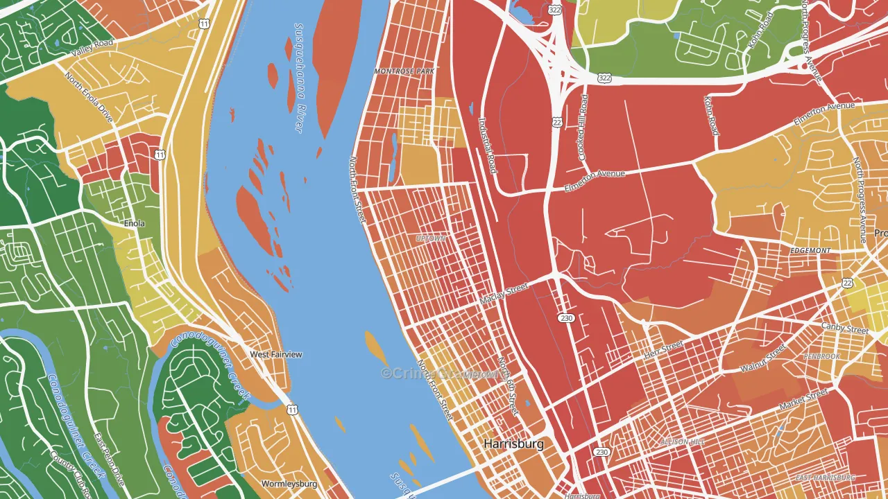 Camp Curtin, Harrisburg, PA Map of Burglary Rates