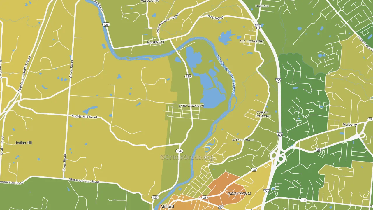 Camp Dennison, OH Map of Burglary Rates