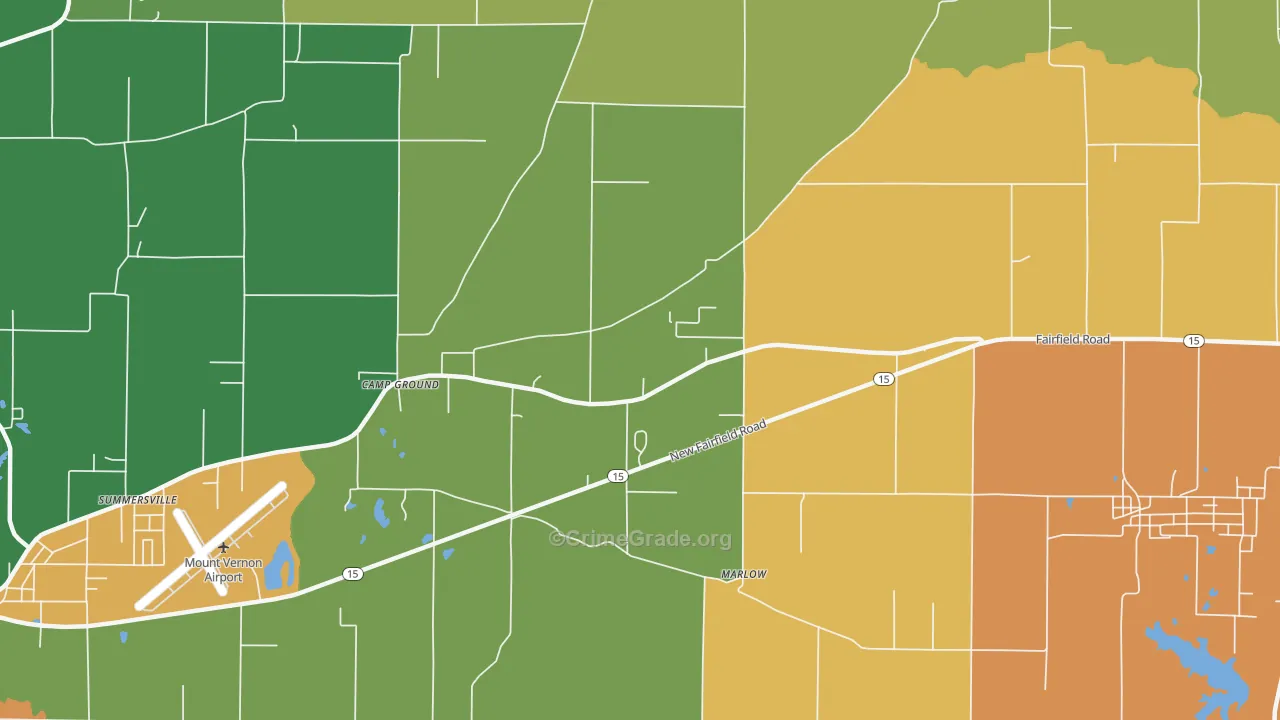 Camp Ground, IL Map of Burglary Rates
