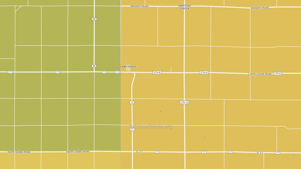 Camp Grove, IL Map of Burglary Rates