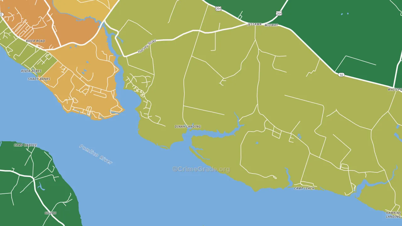 Camp Leach, NC Map of Burglary Rates