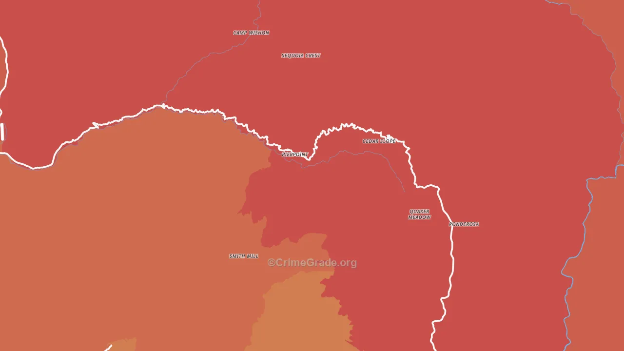 Camp Nelson, CA Map of Burglary Rates
