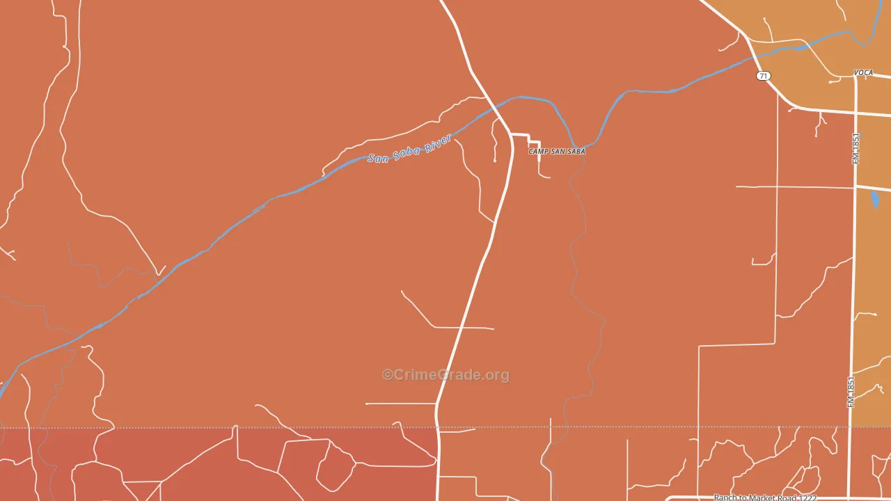 Camp San Saba, TX Map of Burglary Rates