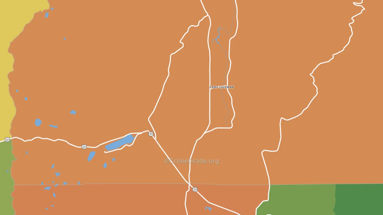 Camp Sherman, OR Map of Burglary Rates