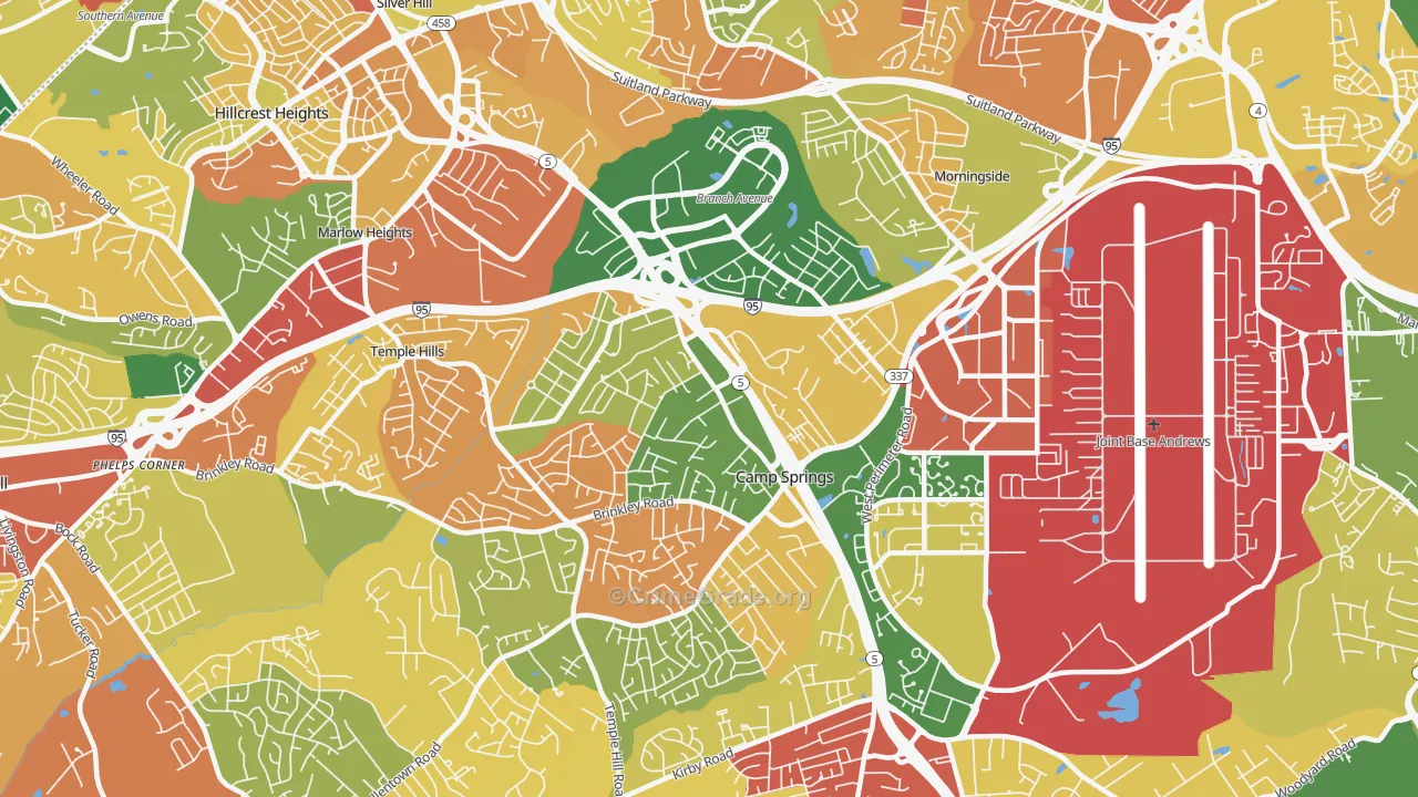 Camp Springs, MD Map of Burglary Rates
