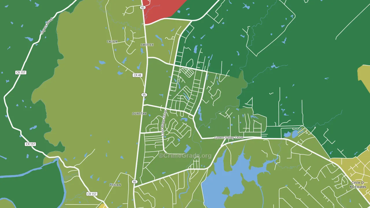 Camp Swift, TX Map of Burglary Rates