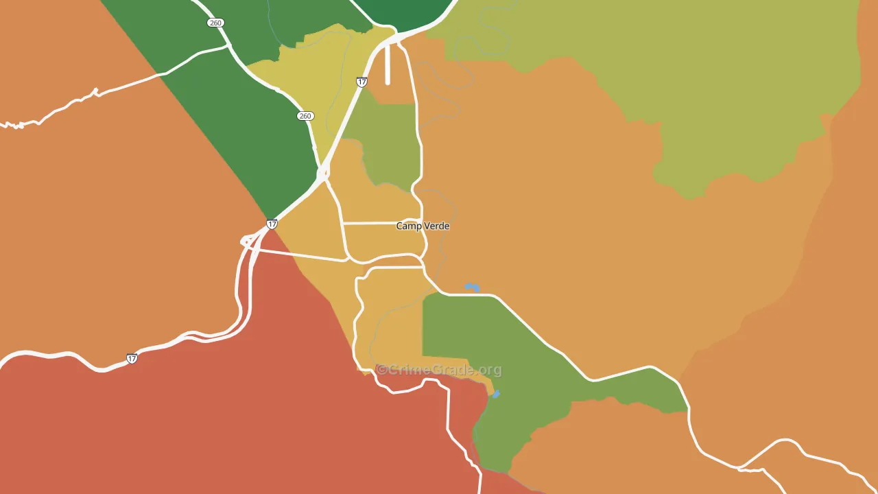 Camp Verde, AZ Map of Burglary Rates