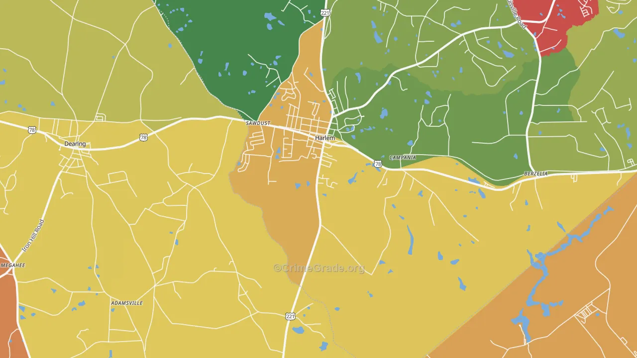 Campania, GA Map of Burglary Rates