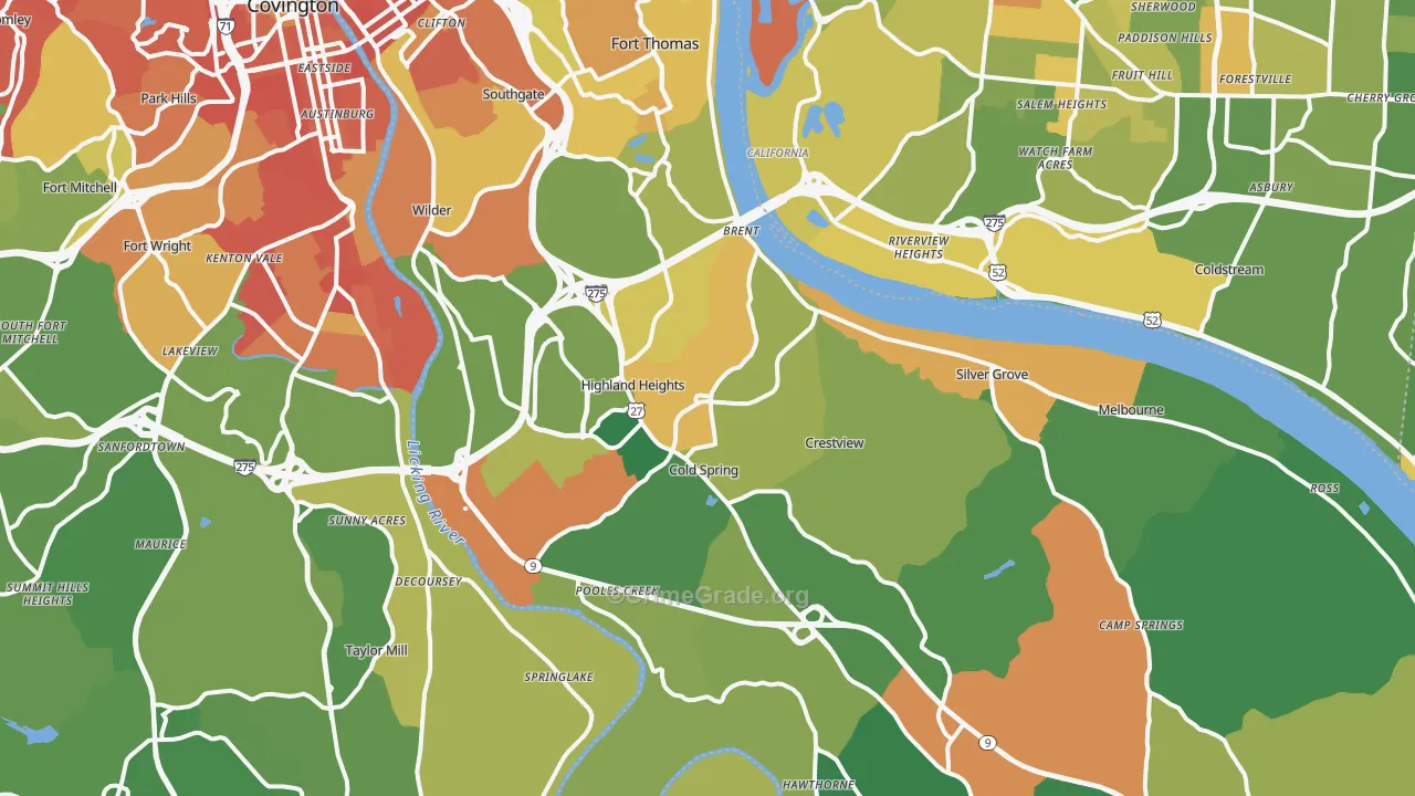 Campbell County, KY Map of Burglary Rates