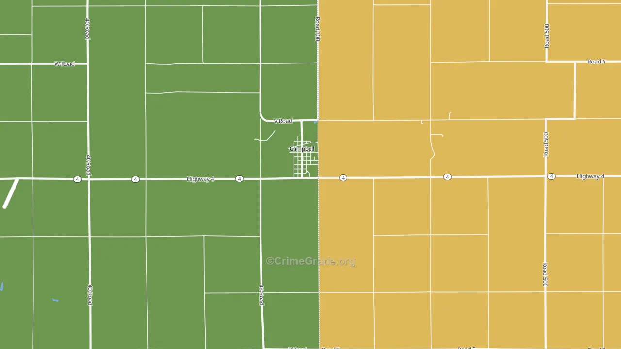 Campbell, NE Map of Burglary Rates