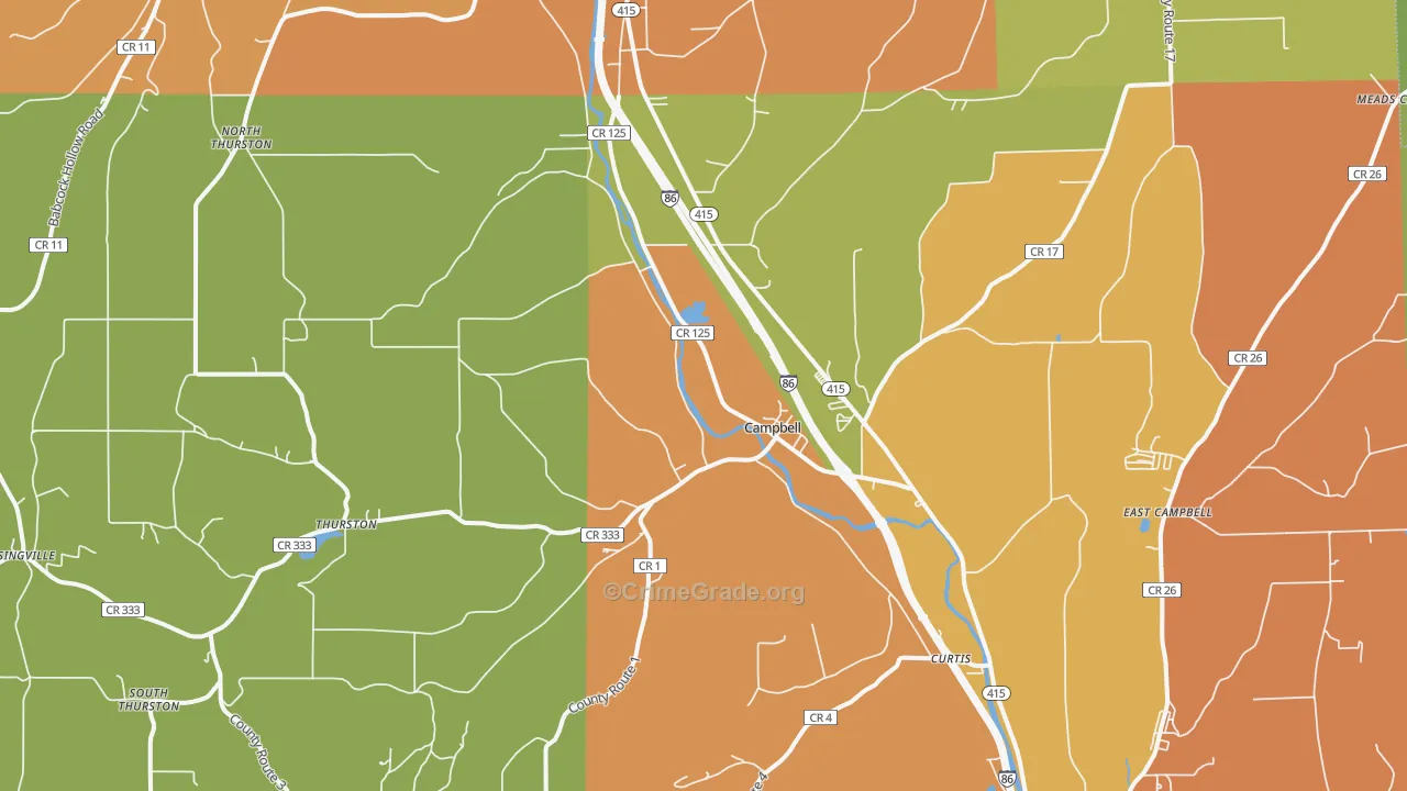 Campbell, NY Map of Burglary Rates