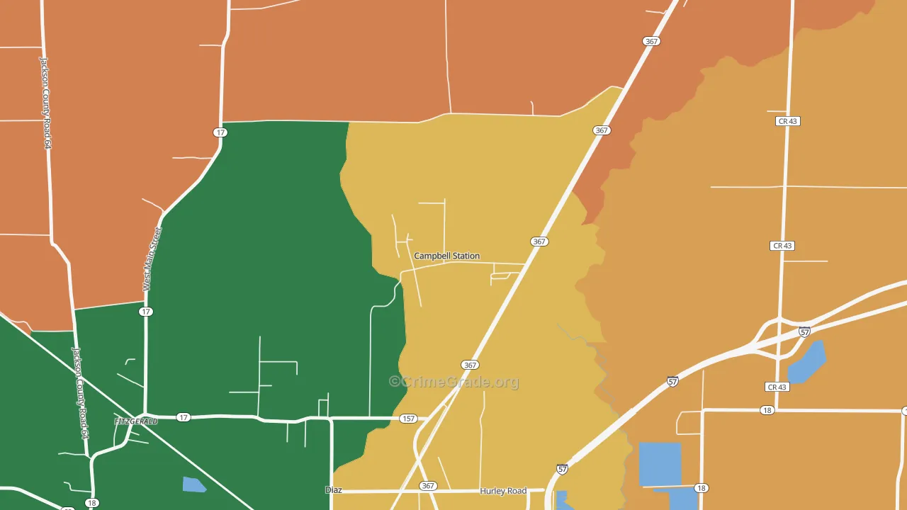 Campbell Station, AR Map of Burglary Rates