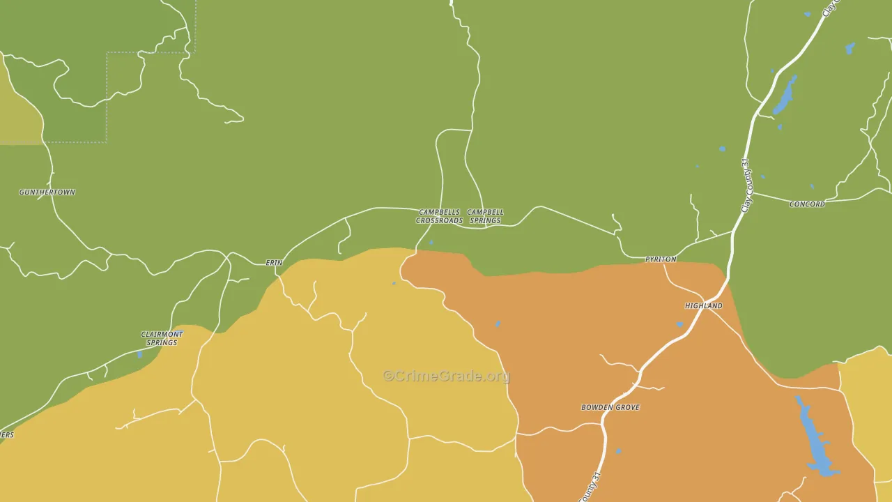 Campbells Crossroads, AL Map of Burglary Rates