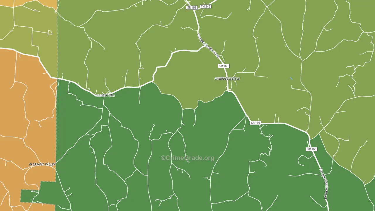 Campbellsville, TN Map of Burglary Rates
