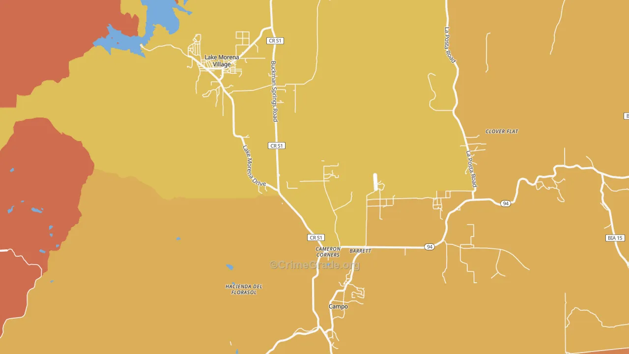 Campo, CA Map of Burglary Rates