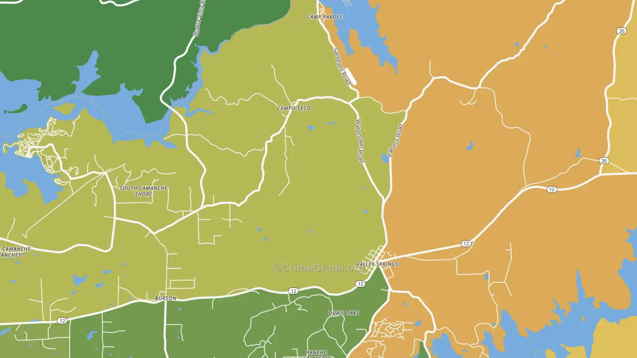 Campo Seco, CA Map of Burglary Rates