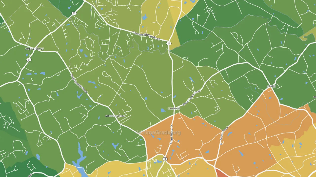 Campton, GA Map of Burglary Rates