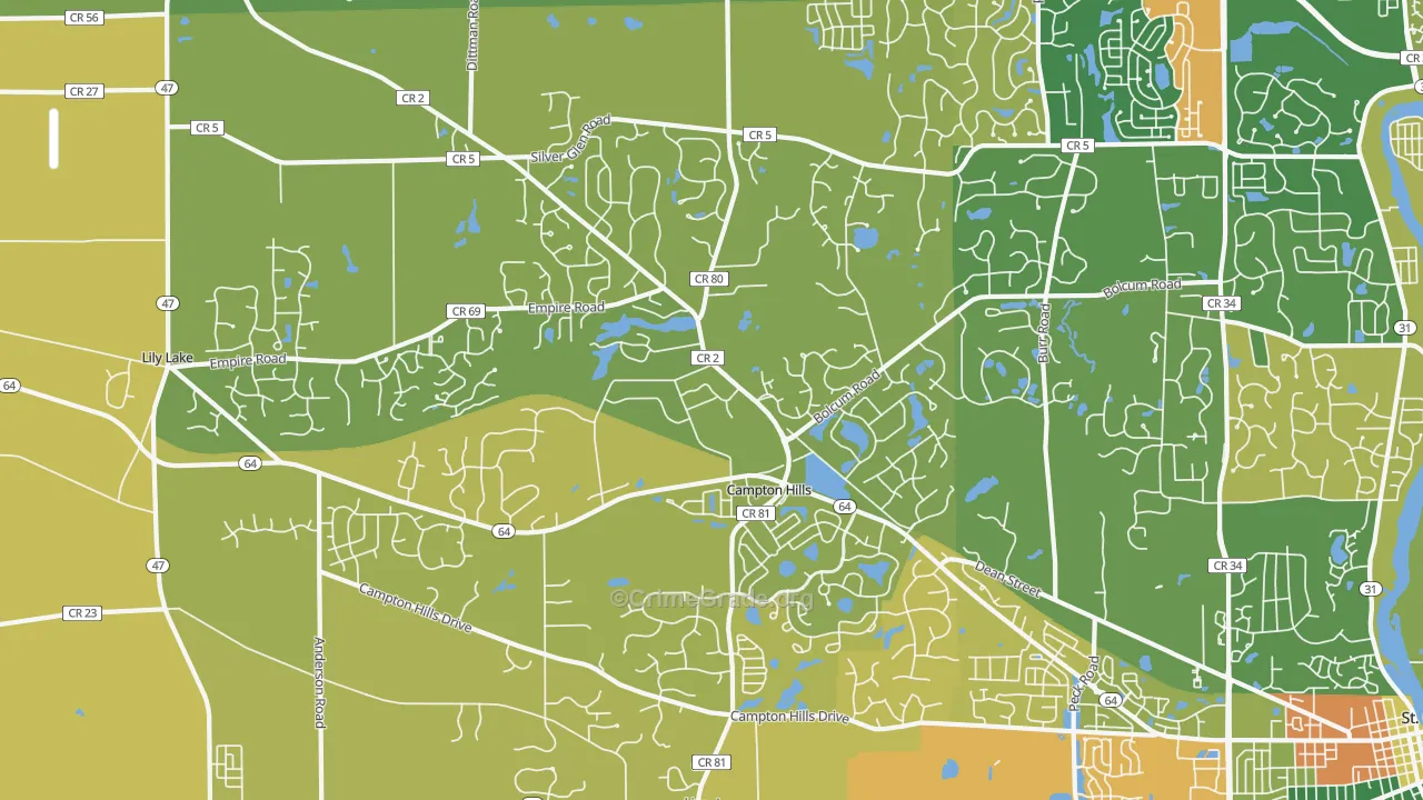 Campton Hills, IL Map of Burglary Rates