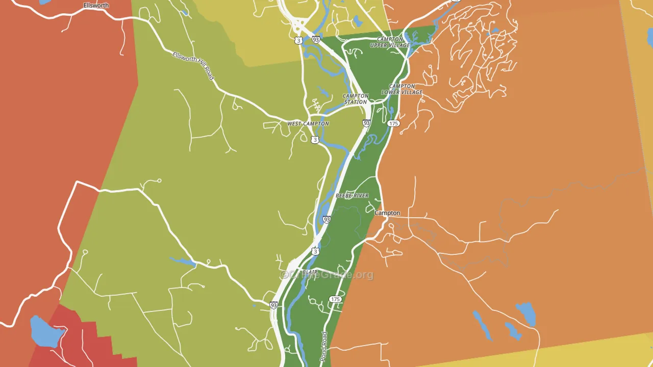 Campton, NH Map of Burglary Rates