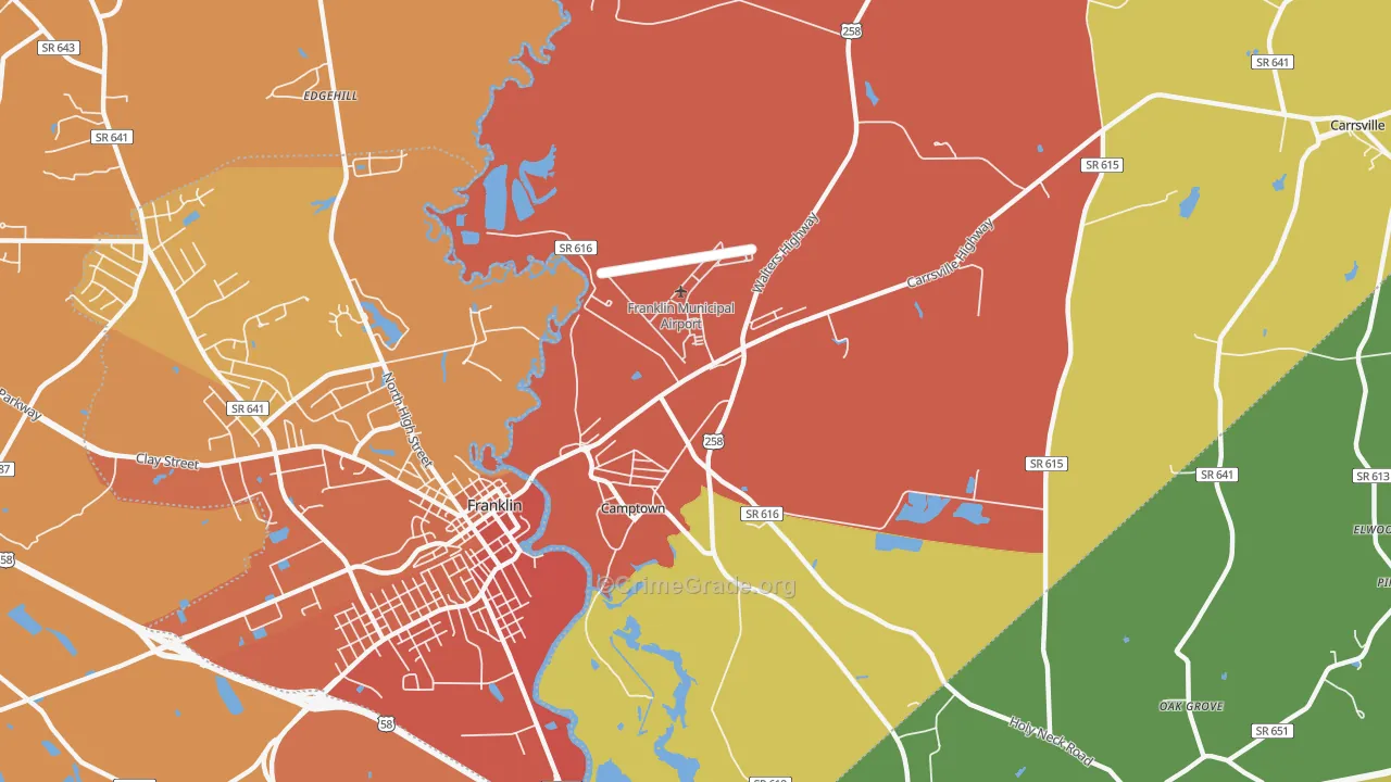 Camptown, VA Map of Burglary Rates