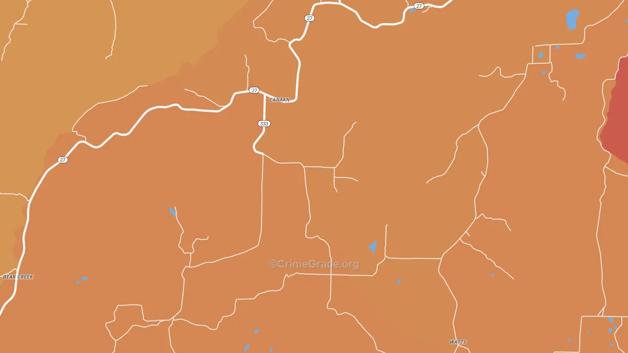 Canaan, AR Map of Burglary Rates