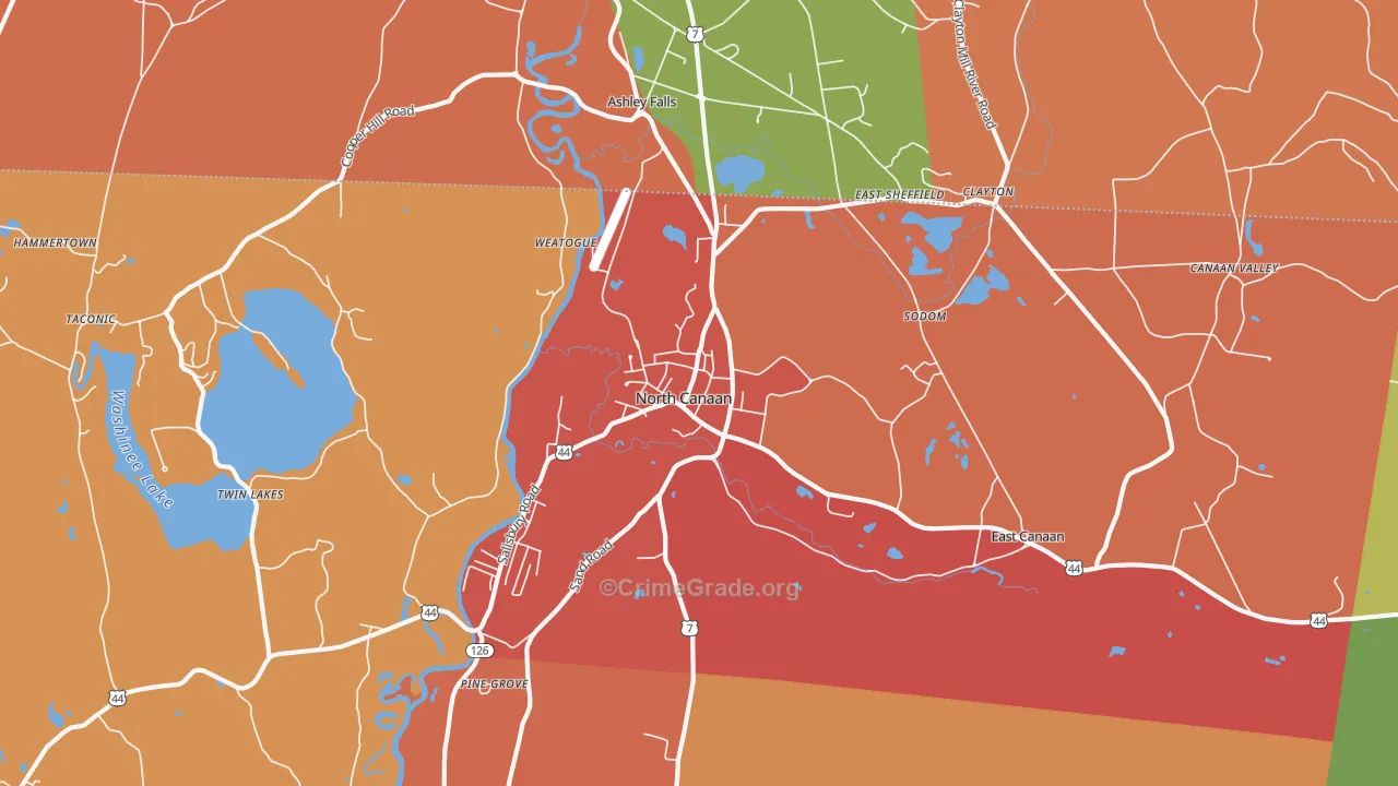Canaan, CT Map of Burglary Rates