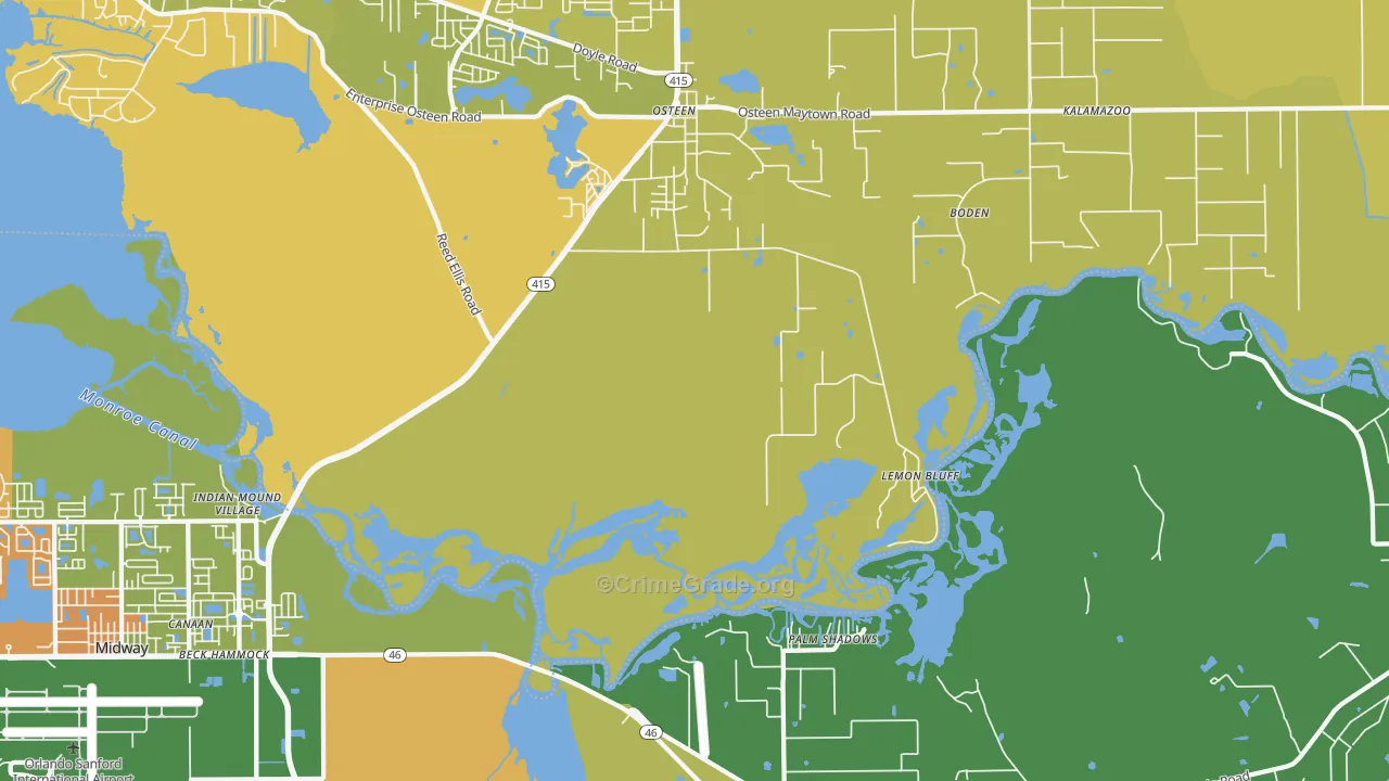 Canaan, FL Map of Burglary Rates