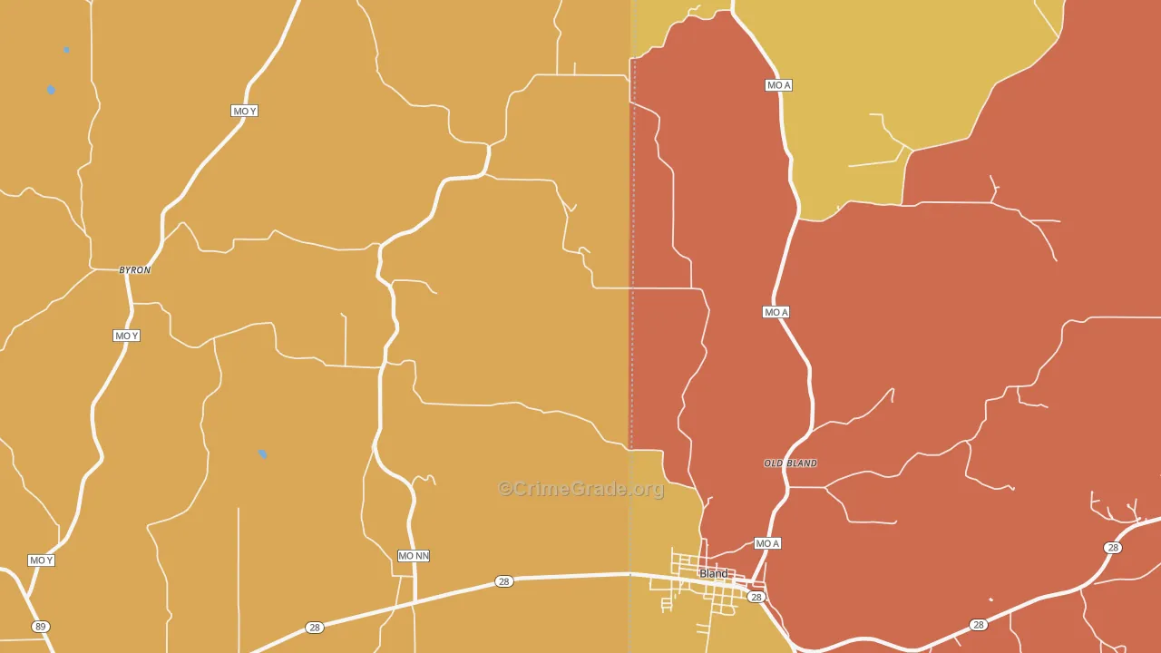 Canaan, MO Map of Burglary Rates