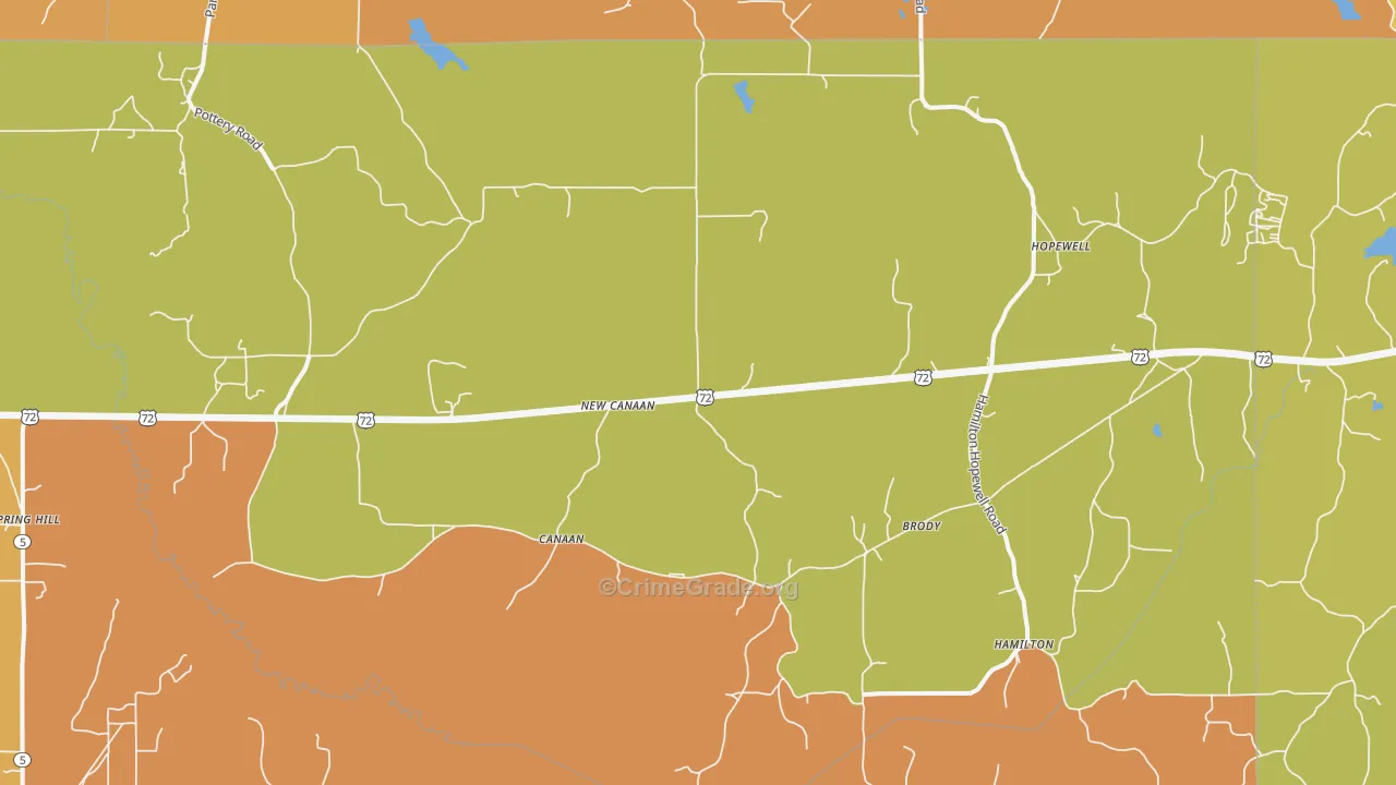 Canaan, MS Map of Burglary Rates