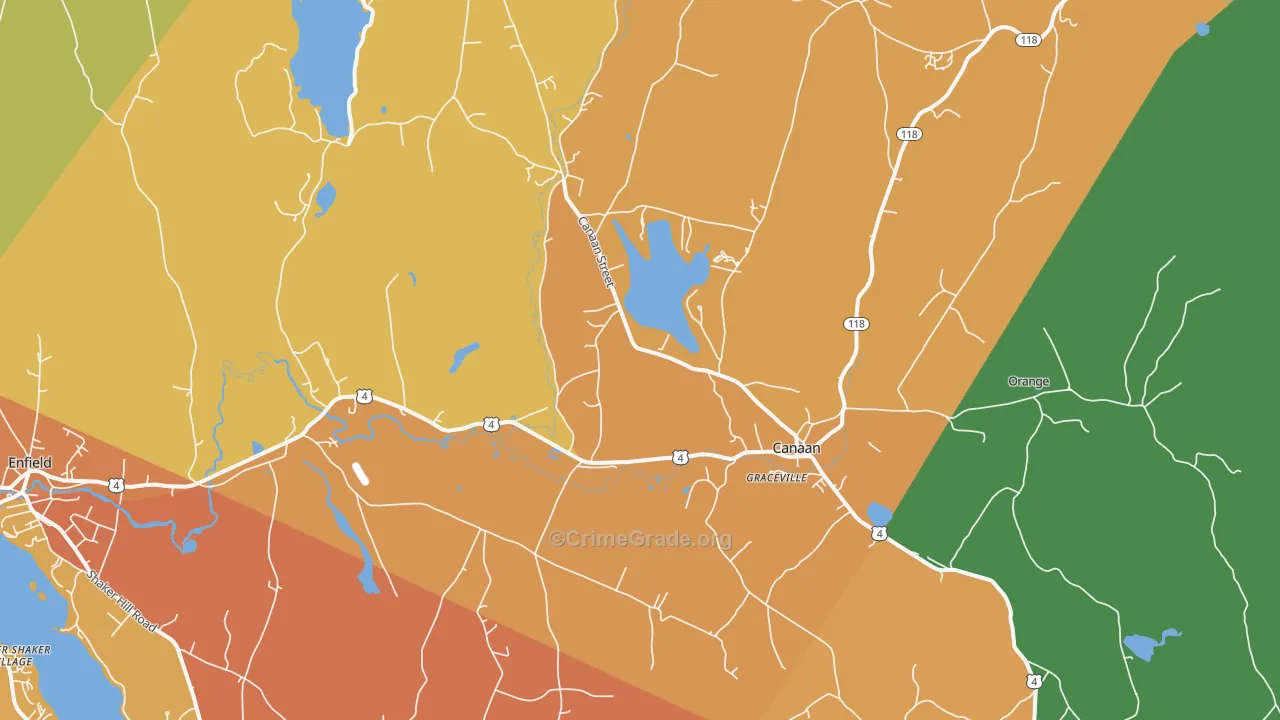 Canaan, NH Map of Burglary Rates