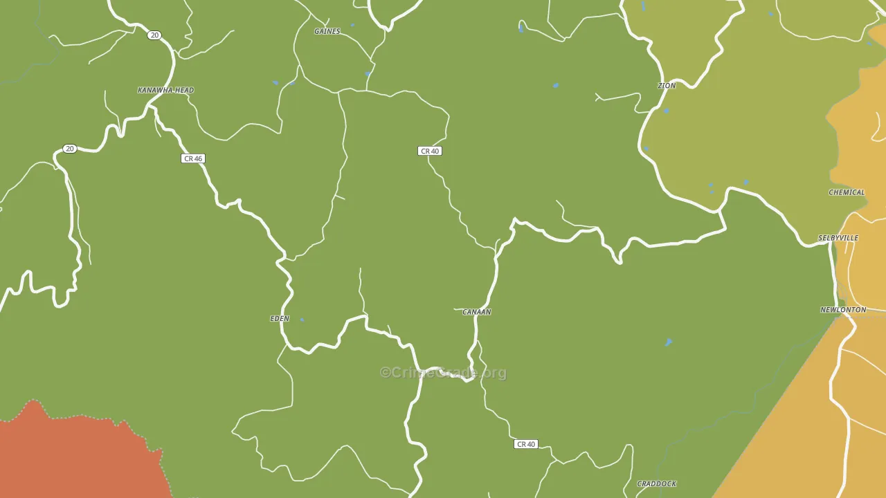 Canaan, WV Map of Burglary Rates
