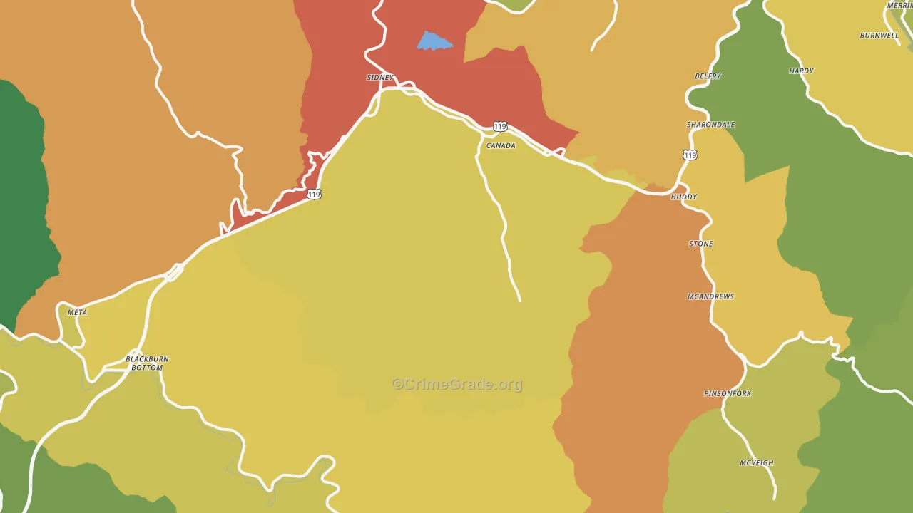 Canada, KY Map of Burglary Rates