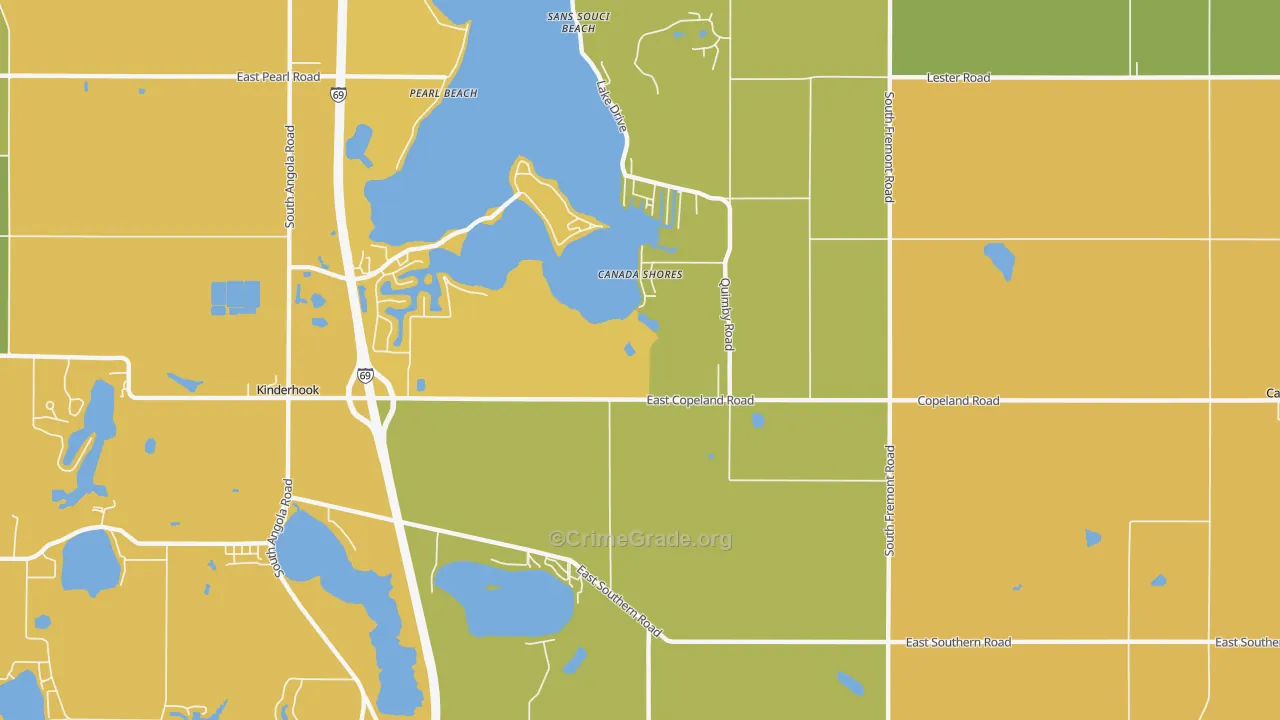 Canada Shores, MI Map of Burglary Rates