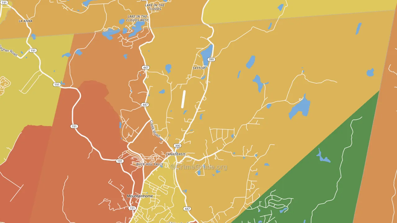 Canadensis, PA Map of Burglary Rates