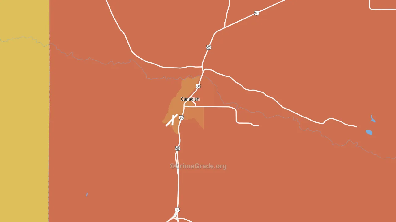 Canadian, TX Map of Burglary Rates
