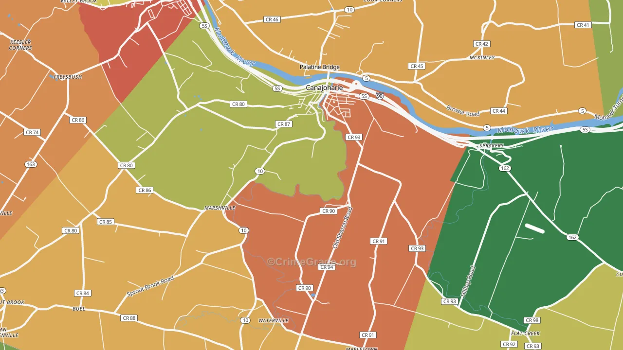 Canajoharie, NY Map of Burglary Rates