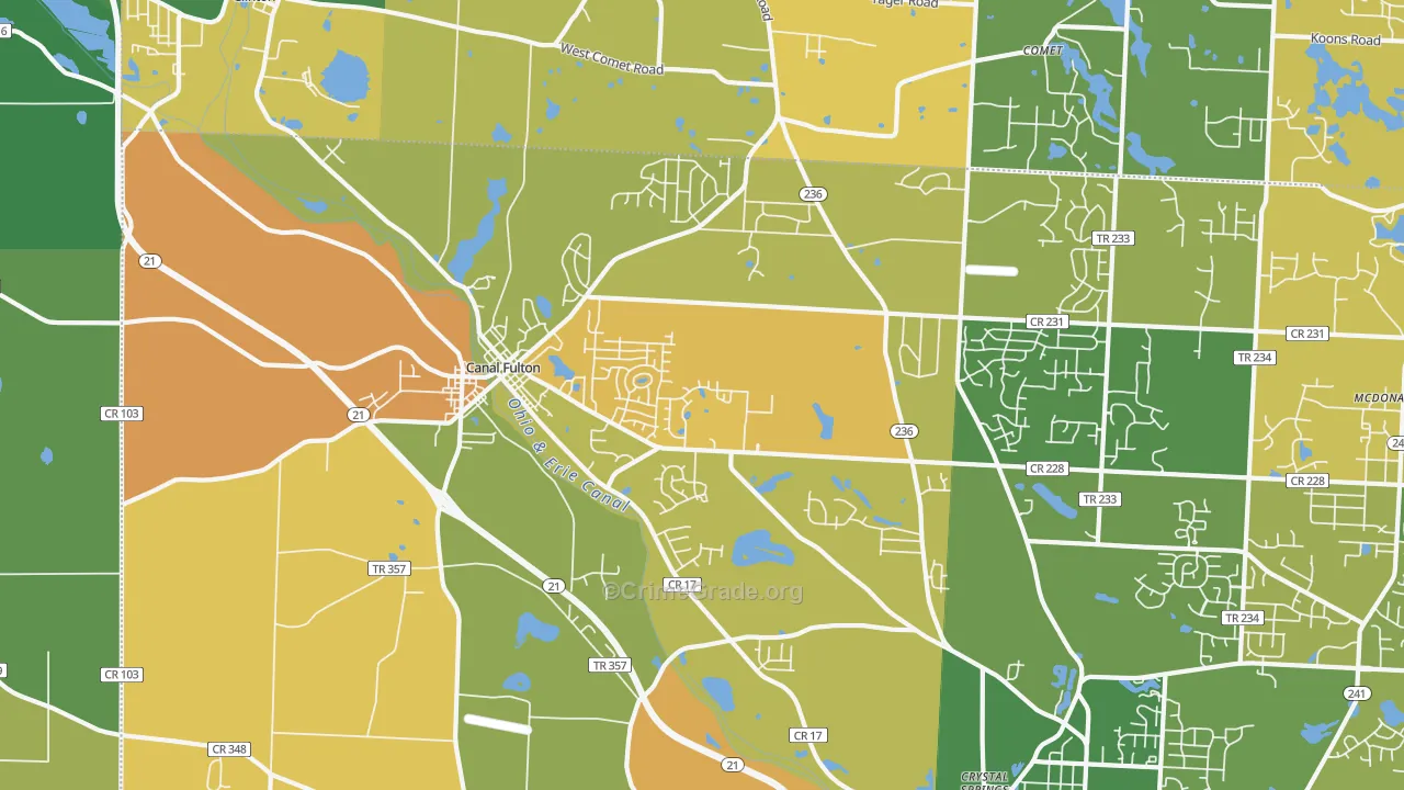 Canal Fulton, OH Map of Burglary Rates