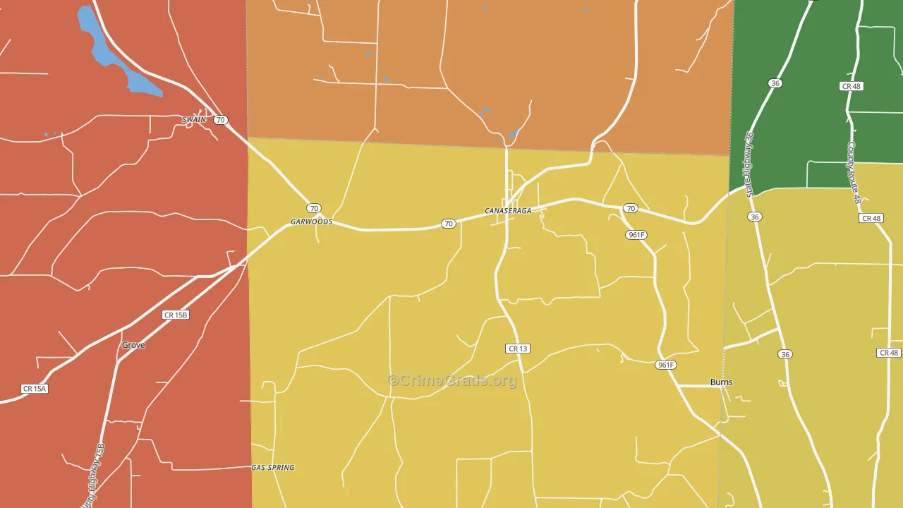 Canaseraga, NY Map of Burglary Rates