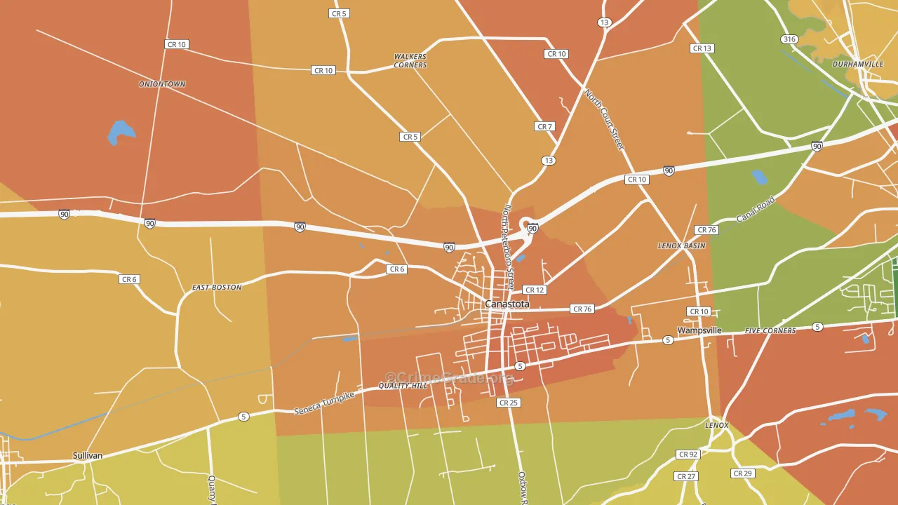 Canastota, NY Map of Burglary Rates