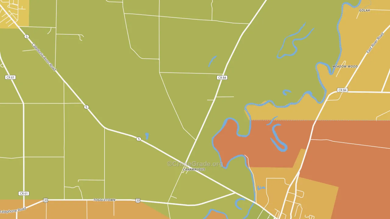 Canawaugus, NY Map of Burglary Rates
