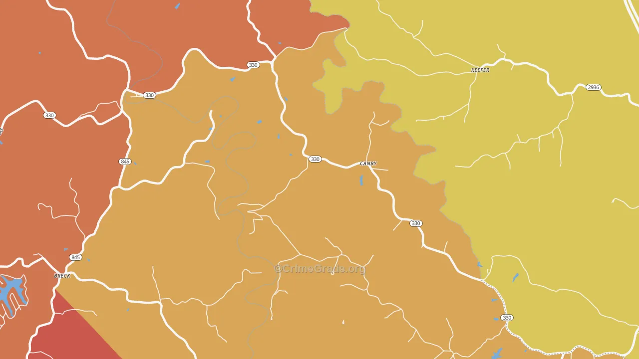 Canby, KY Map of Burglary Rates