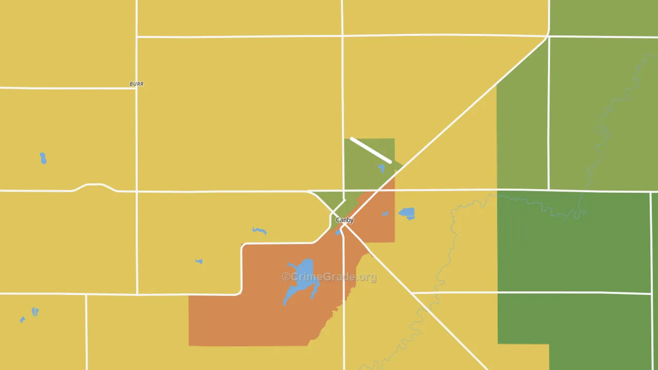 Canby, MN Map of Burglary Rates