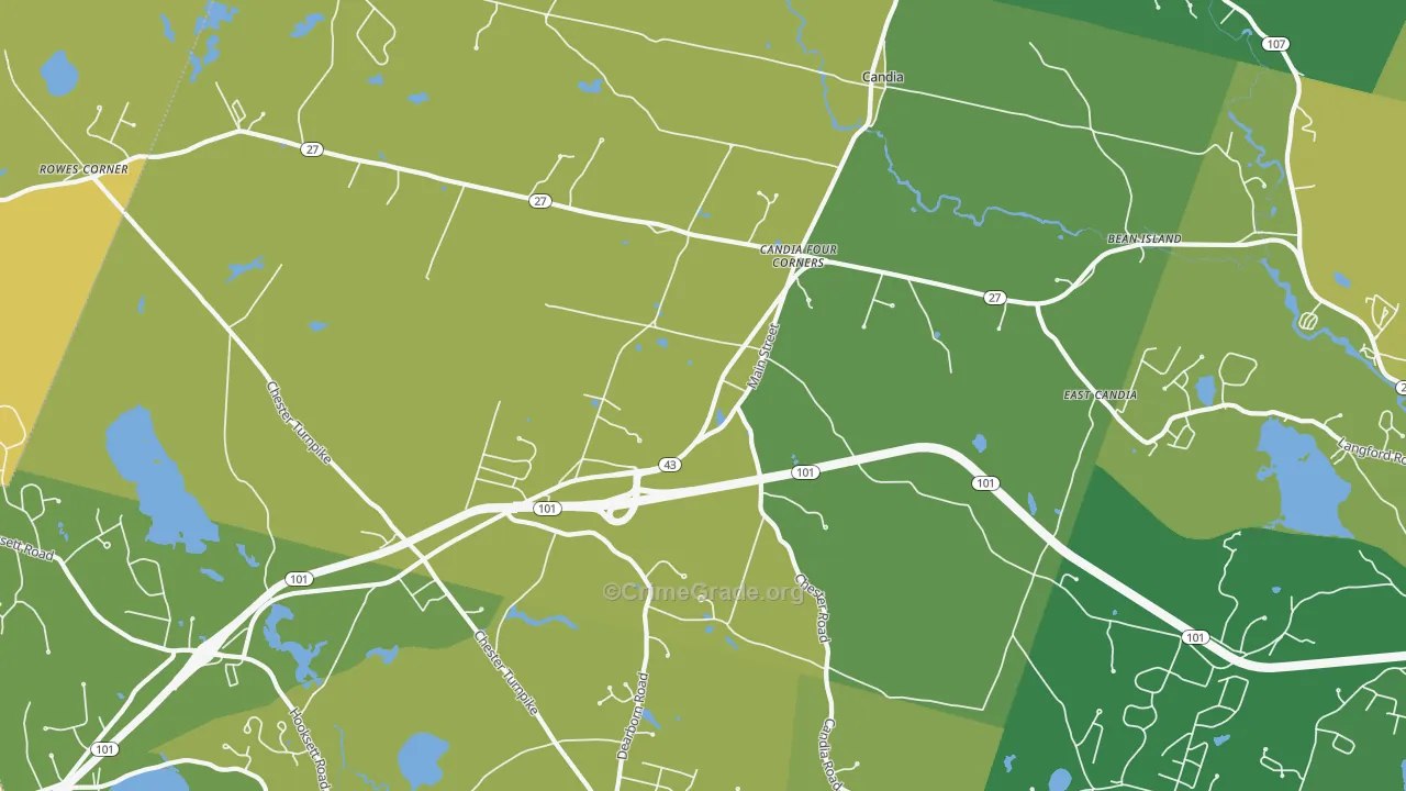 Candia, NH Map of Burglary Rates