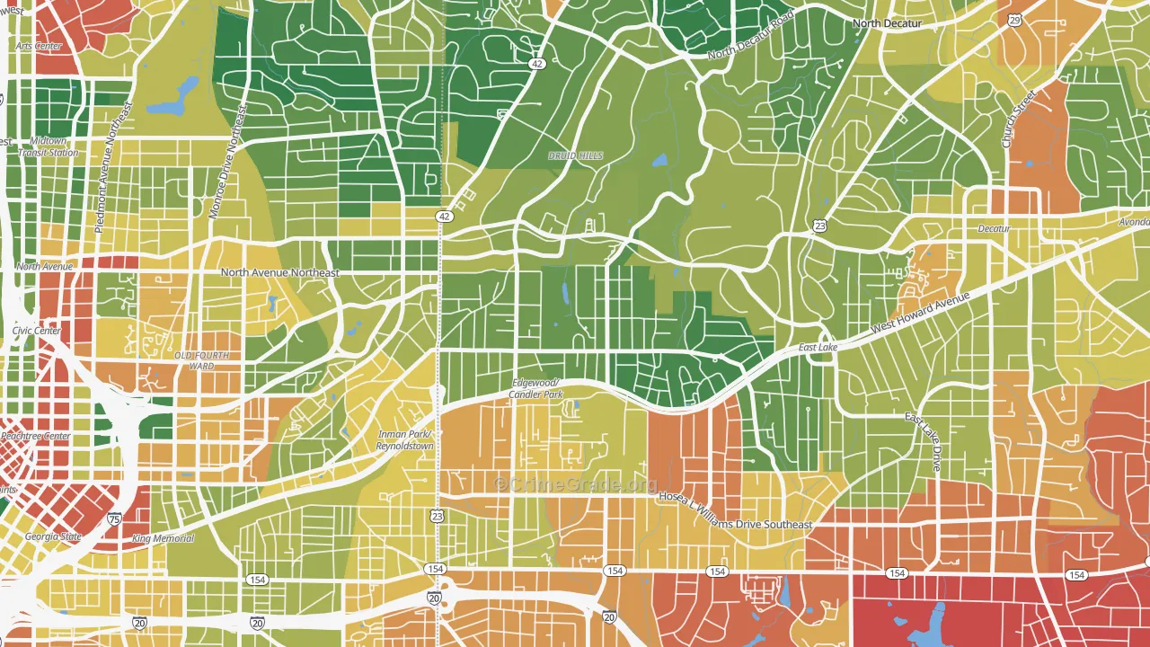 Candler Park, Atlanta, GA Map of Burglary Rates