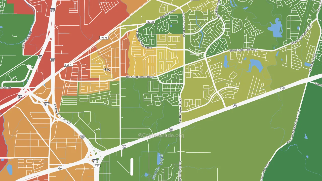 Candlewood Park, San Antonio, TX Map of Burglary Rates