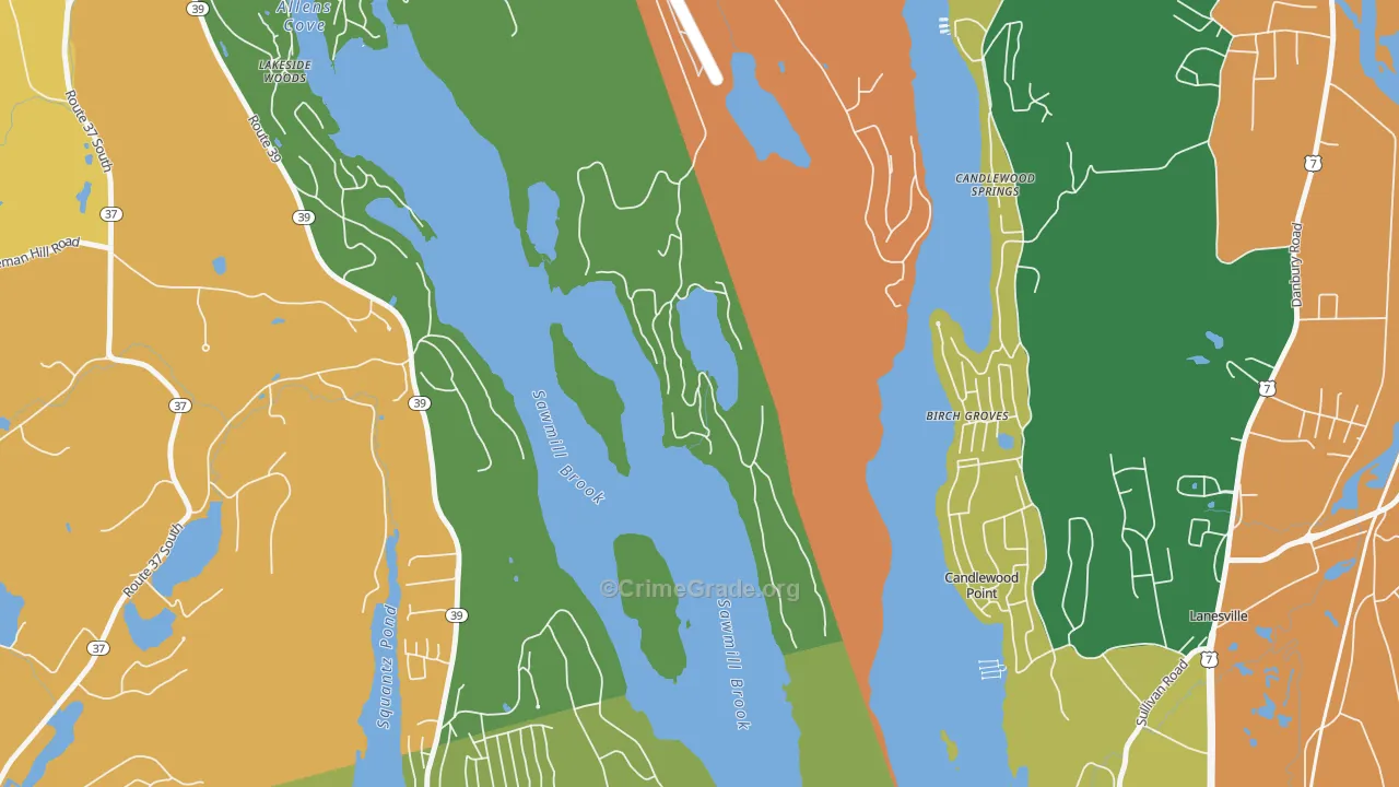 Candlewood Point, CT Map of Burglary Rates