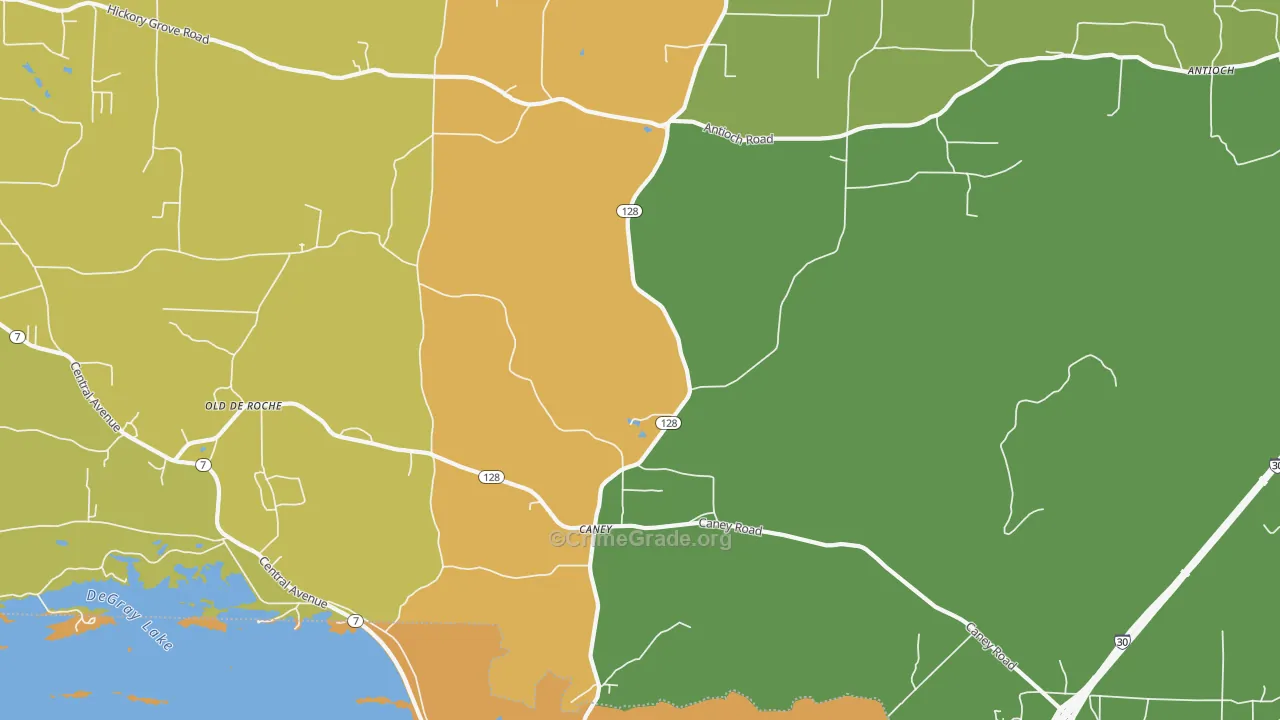 Caney, AR Map of Burglary Rates