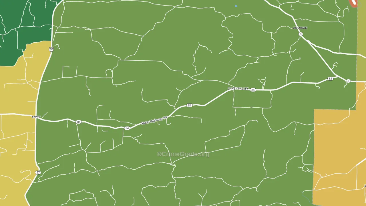 Caney Valley, AR Map of Burglary Rates