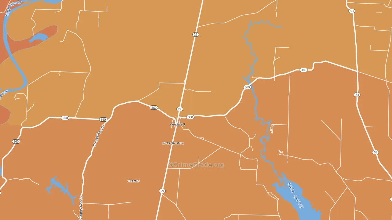 Canfield, AR Map of Burglary Rates